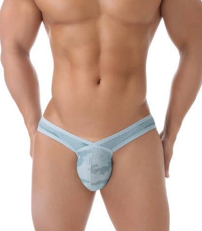 Men's Bulge Briefs Breathable Bulge Pouch Low Rise Underwear See Through Mesh Micro Thong Underpants Green L