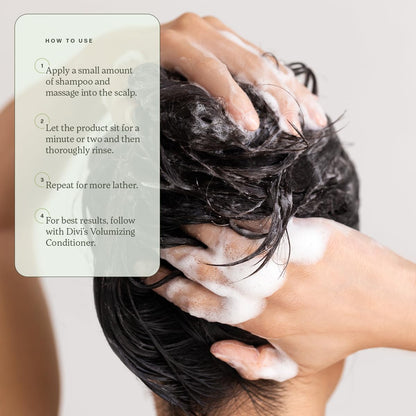 Divi Volumizing Shampoo for Women and Men - Lightweight Volume Shampoo for Fine Hair - Formulated to Cleanse, Nourish and Balance the Scalp, 12 Fl Oz.