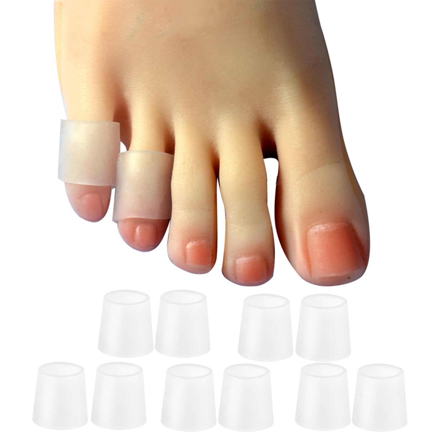 10 Pack Pinky Toe Sleeves Protectors, Toe Covers, Protect Toe from Rubbing,Discomfort Caused by Long-time Walking Translucent Colour