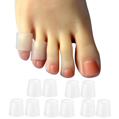 10 Pack Pinky Toe Sleeves Protectors, Toe Covers, Protect Toe from Rubbing,Discomfort Caused by Long-time Walking Translucent Colour