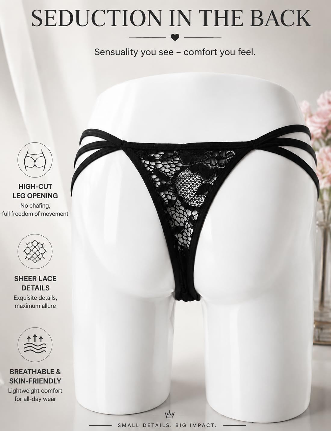 Men's Butterfly Lace Thong Underwear Sissy G-String Strappy Bikini Briefs