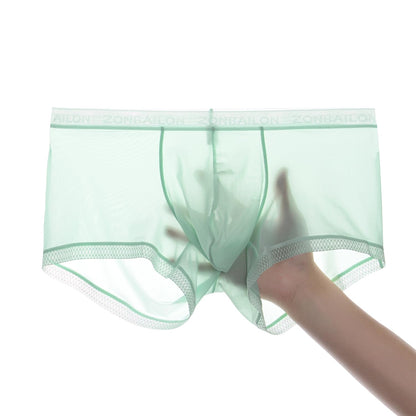 Sexy Underwear for Men See Through Boxer Briefs Cool and Breathable Stretch Green L