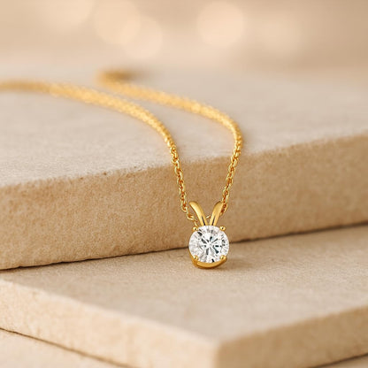 Certified Diamond Necklace for Women - Lab Grown Solitaire Necklace with Solid 14K Yellow Gold Chain, Stunning Lab Diamond Pendant in 1 Carat, Premium Signature Jewelry Collection