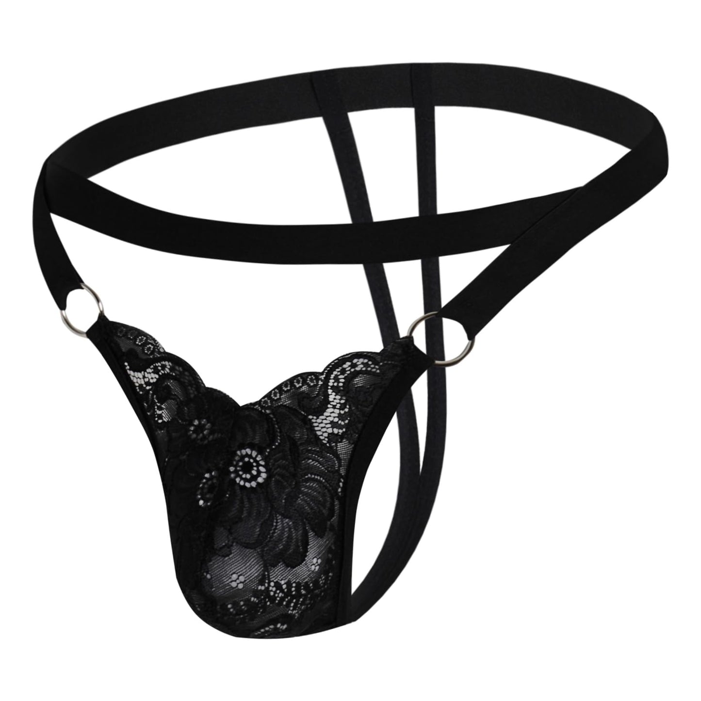 GNFVQLLE Mens Lingerie Sissy Jockstrap Femboy Panties Sexy Thong Lace Underwear Girly Crossdresser Apparel Black