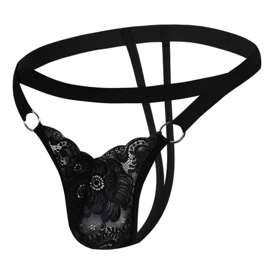 GNFVQLLE Mens Lingerie Sissy Jockstrap Femboy Panties Sexy Thong Lace Underwear Girly Crossdresser Apparel Black