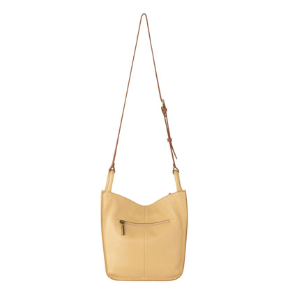 The Sak Los Feliz Crossbody Bag in Leather, Large, Lined Purse with Single Adjustable Shoulder Strap, Buttercup