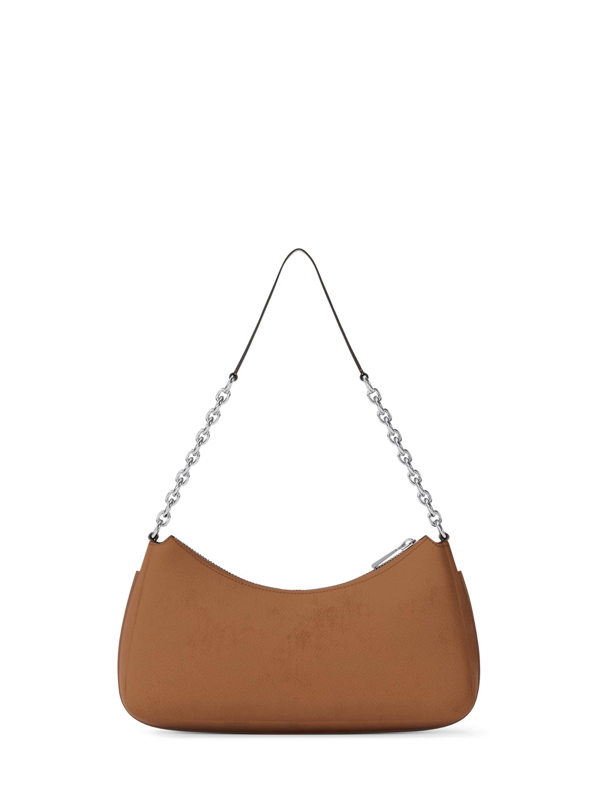 Michael Kors Nolita Medium Chain Pochette Bag, Silver-Tone Hardware/Nubuck Leather/Luggage