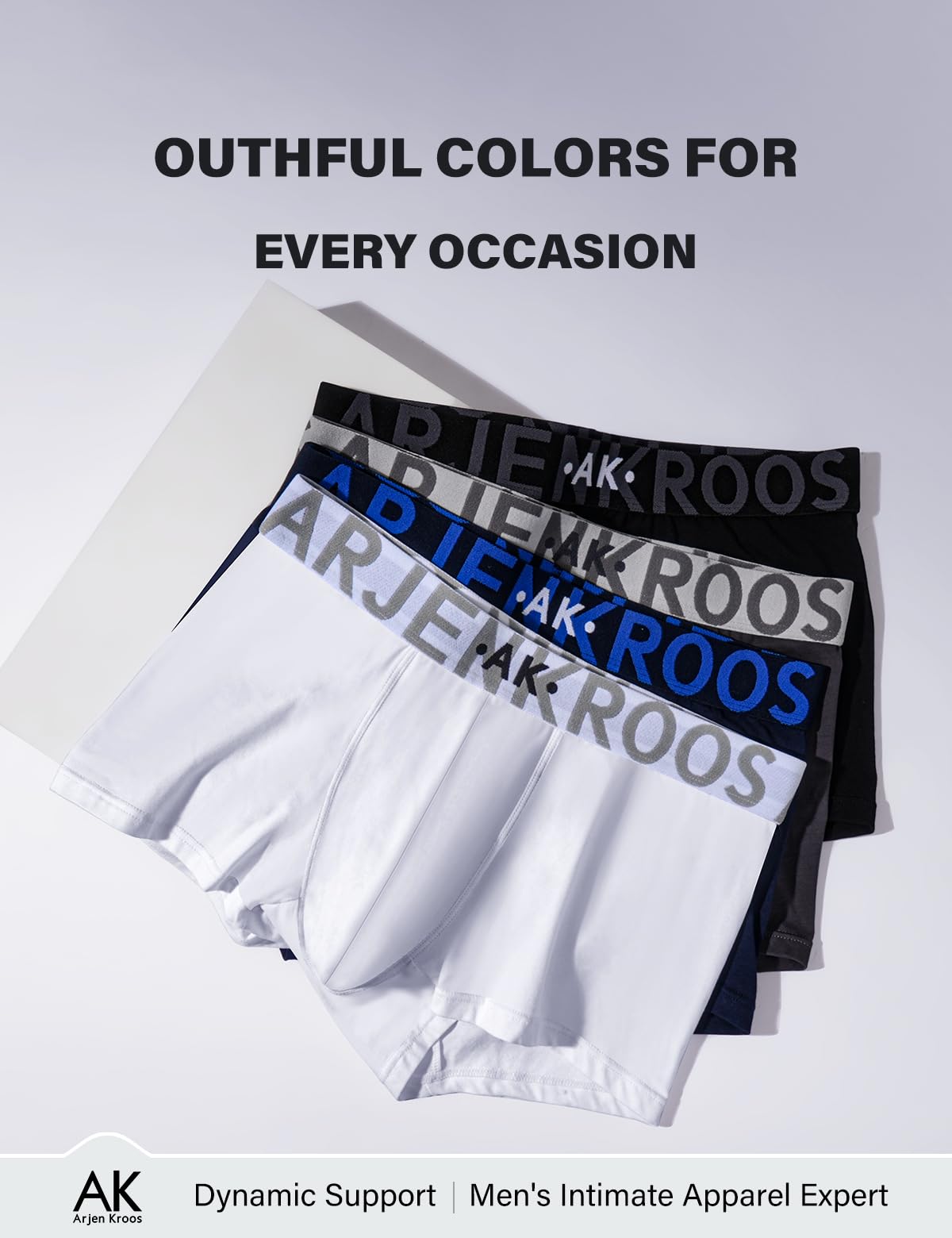 Arjen Kroos Breathable Cotton Underwear for Men 4 Pack Moisture Wicking Anti-Roll Trunks Underpants with Plush Waistband
