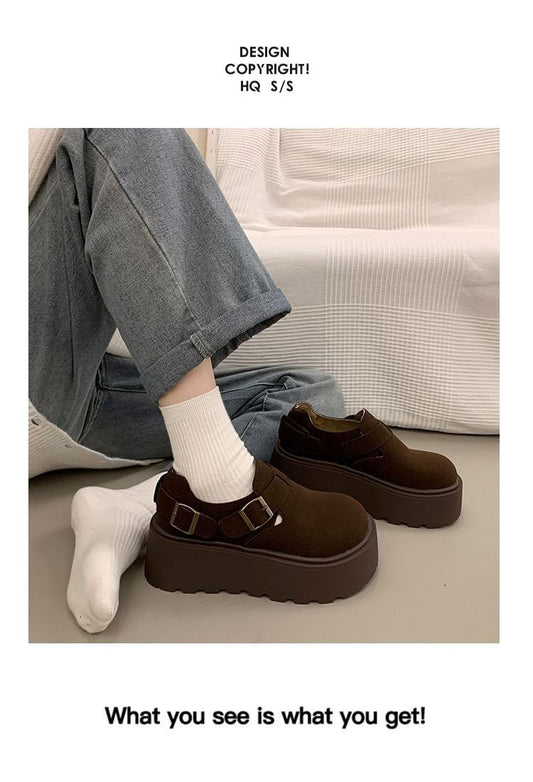 CTKVbmeoi Women's Chunky Platform Suede Clogs - Comfortable Elevated Sandals with Memory Foam for Casual Outfits & Everyday Wear (Brown,9)