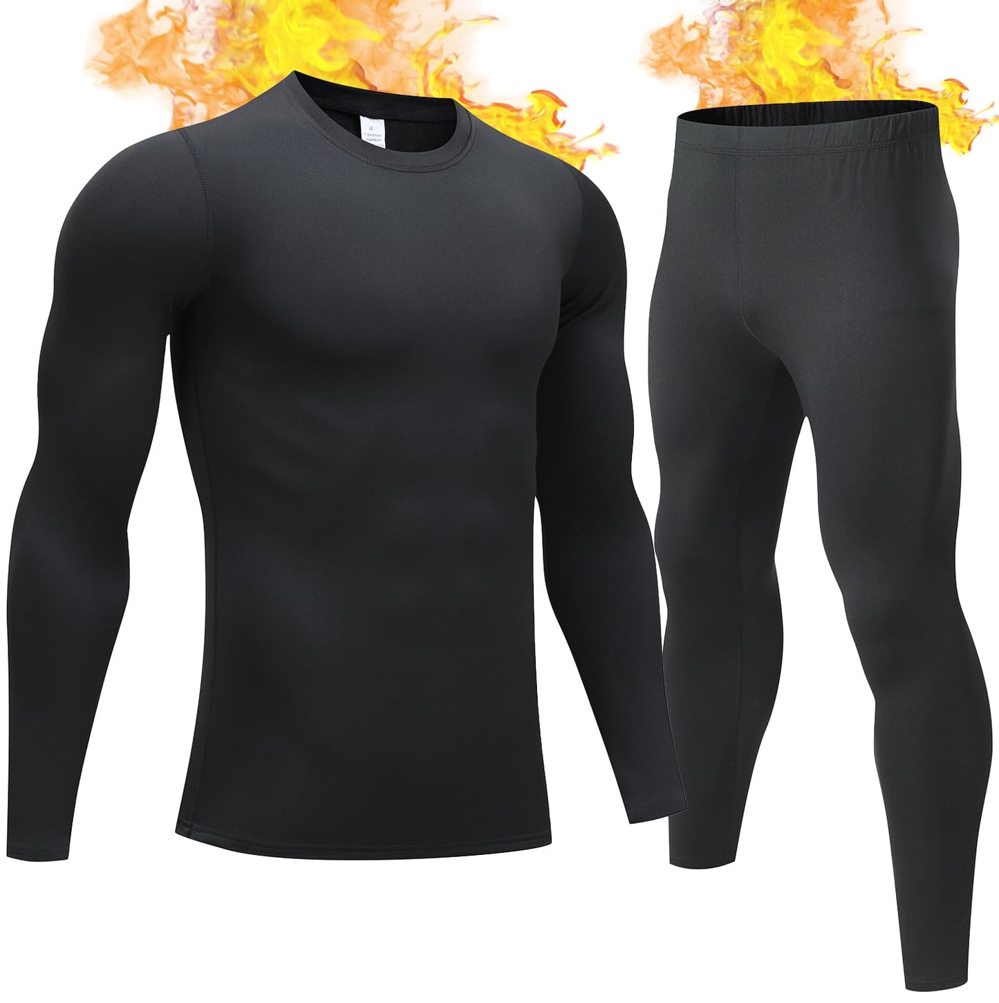 TEEPIRE Mens Thermal Underwear Set with Lightweight Ultra Soft Fleece Lined,Long John Set, Skiing Base Layer