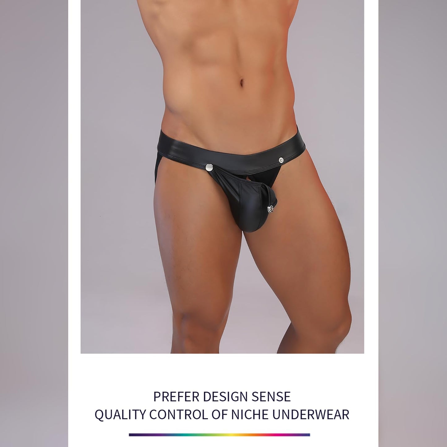 Mens Faux Leather G-String Thongs Jockstrap Athletic Supporter Sexy Low Rise Underwear for Men Clubwear
