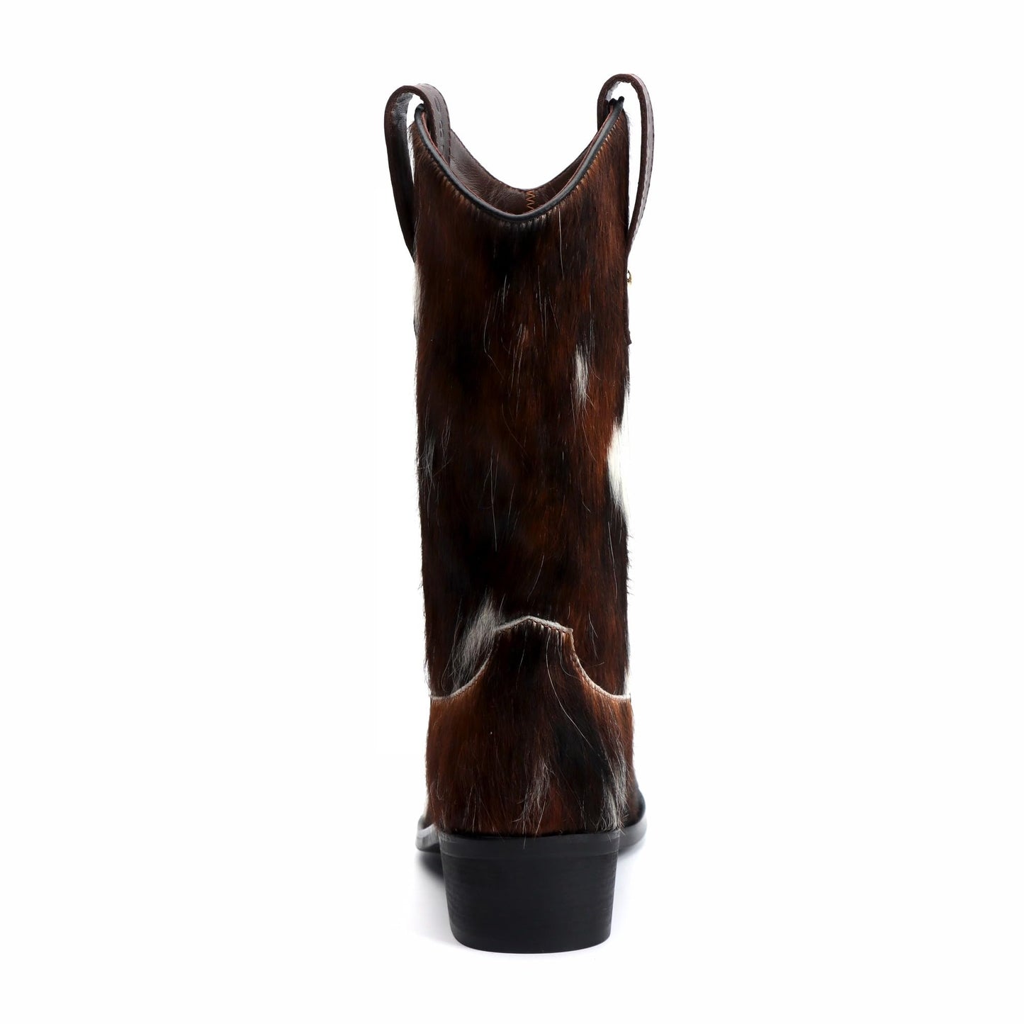 XOBZJH Women's Western Cowboy Boots – Genuine Tricolor Cowhide Leather Tall Cowgirl Boots, Mid-Calf Western Brown Boots for Women, Festival & Fall Fashion