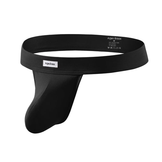 Arjen Kroos Jockstraps for Men Sexy Thong Underwear Dual Pouch Jock Strap Athletic Supporter Black