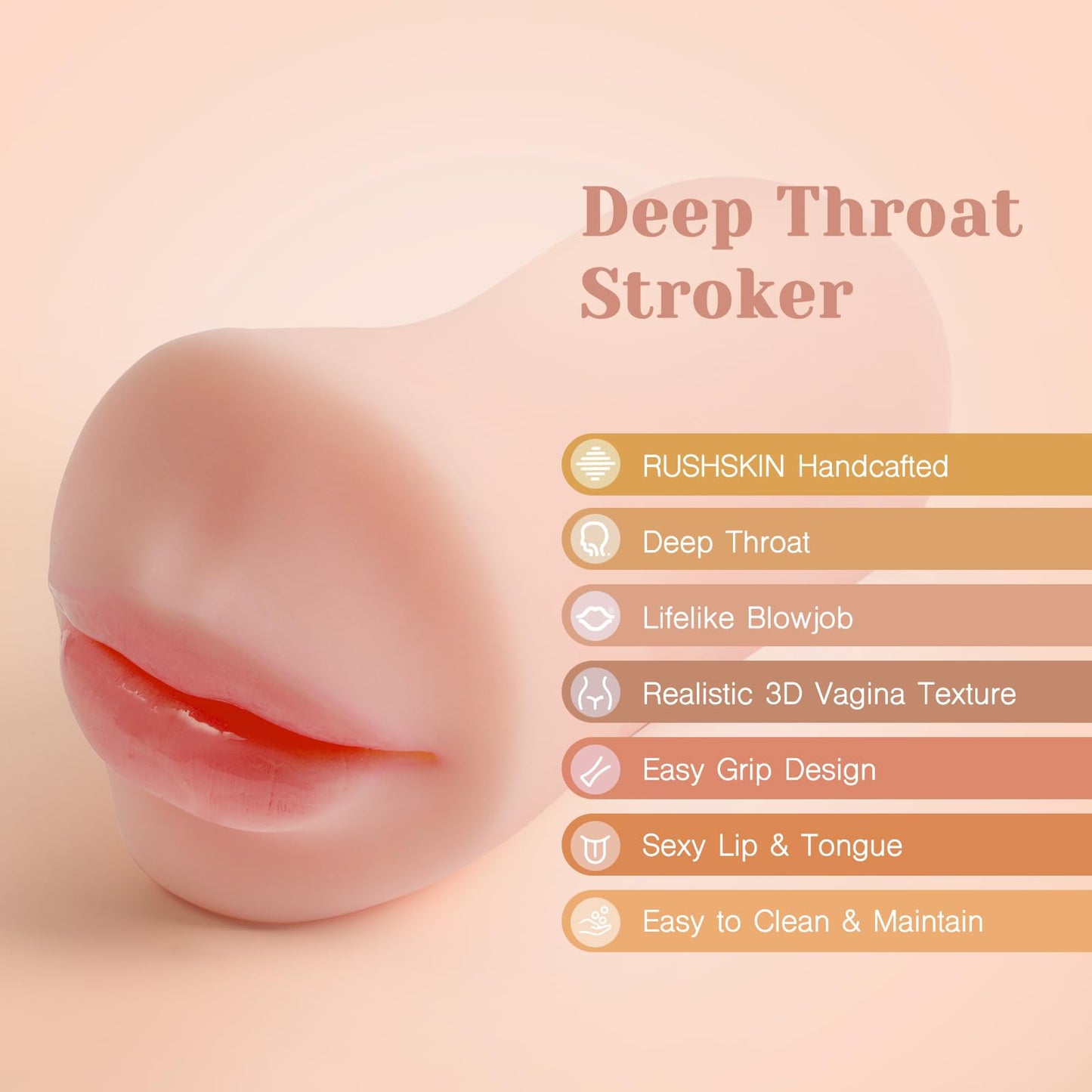 Tracy's Dog Male Masturbators, Deep Throat Blow Job Signature Stroker, Sex Toys for Men, Realistic RUSHSKIN Close-Ended Pocket Pal Oral Adult Toy for Man Masturbation