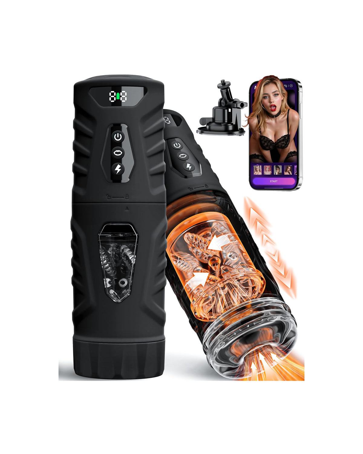EINSEO Male Masturbator Penis Pump, AI Sync Sex Toys for Men with 7 Thrusting & 360° Rotation, Up to 155 Strokes/Min, 7 Blowjob Suction Pocket Pussy, Silicone-Wrapped Sex Furniture for Bedding