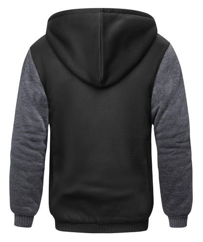 SCODI Hoodies for Men Heavyweight Fleece Sweatshirt - Full Zip Up Thick Sherpa Lined Hooded Jacket Black Grey XL