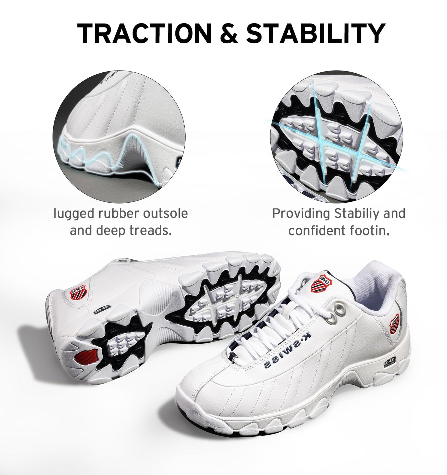 K-Swiss Men's ST329 CMF Sneaker, White/Navy/Red, 10.5 M