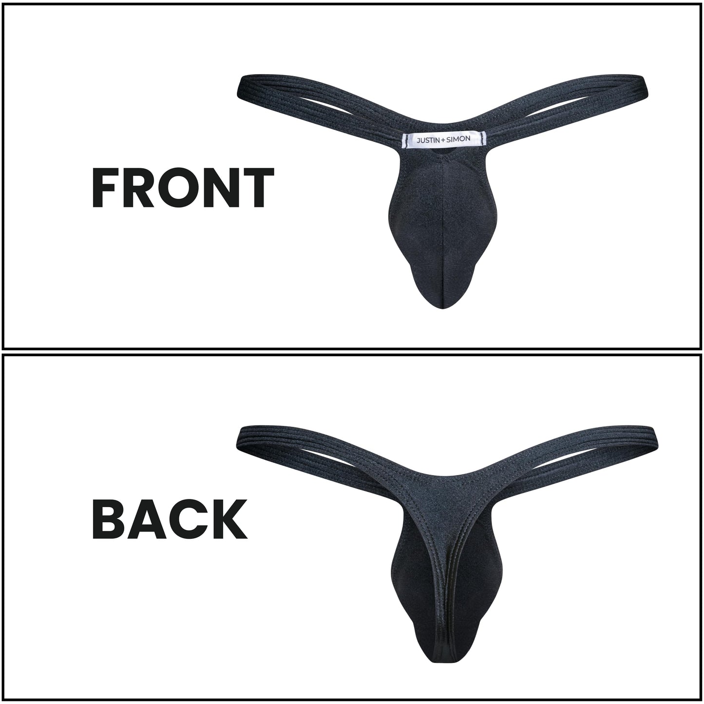 MALEBASICS Men's Thong Underwear Bulge Pouch - Sexy Low Rise G-String T-Back Bikini, Breathable Nylon Stretch Fit Black S