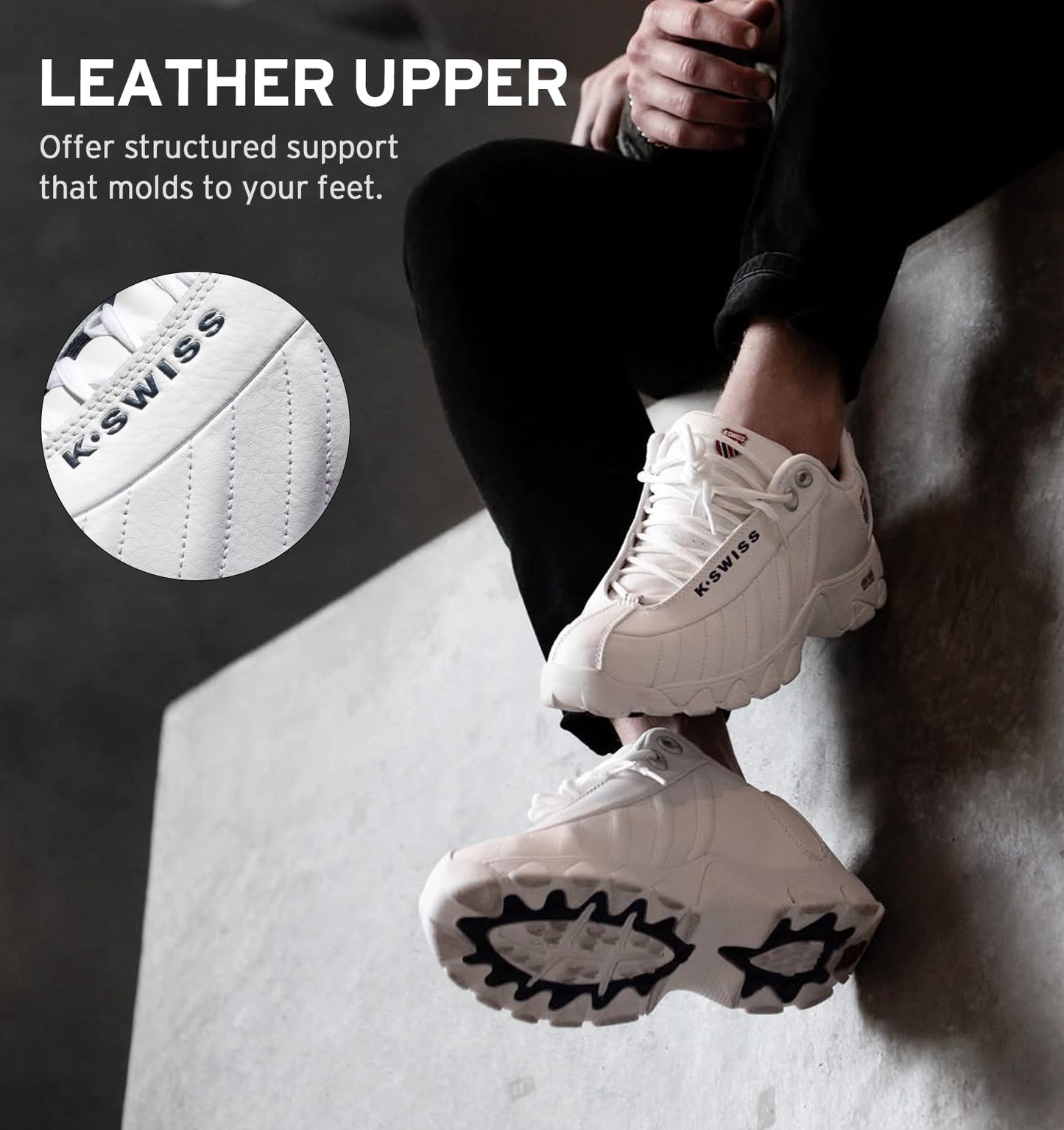 K-Swiss Men's ST329 CMF Sneaker, White/Navy/Red, 10.5 M