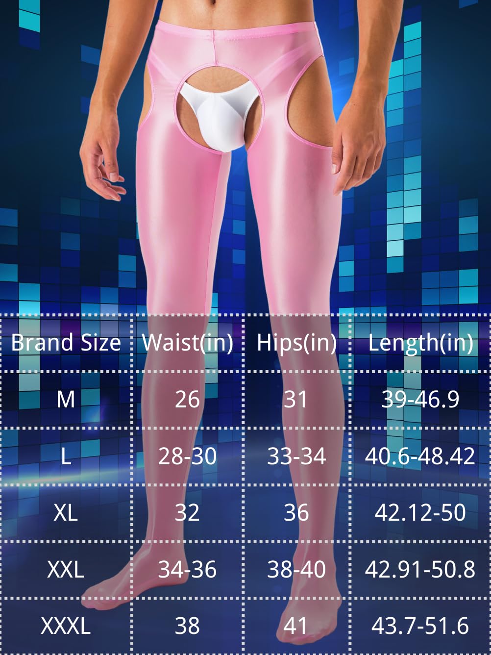Shiny Leggings For Men, Sheer Pants, Gay Lingerie - Sissy Clothes Tights, Light Pink