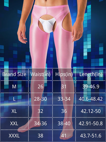 Shiny Leggings For Men, Sheer Pants, Gay Lingerie - Sissy Clothes Tights, Light Pink