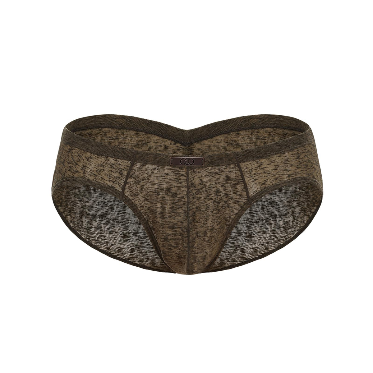 BSZN Men's Mottled Briefs, Green Mesh Underwear, Ruched Back Waistband Mid Rise Tight Fit, Midnight Visitor Collection with Custom Metal Tag