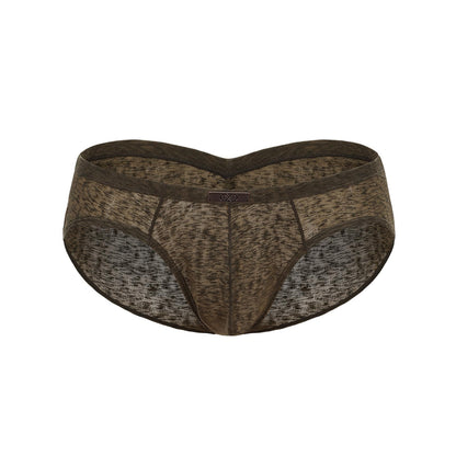 BSZN Men's Mottled Briefs, Green Mesh Underwear, Ruched Back Waistband Mid Rise Tight Fit, Midnight Visitor Collection with Custom Metal Tag