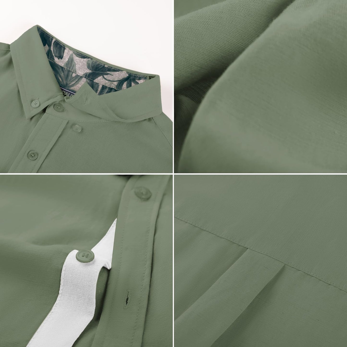 PJ PAUL JONES Mens Button Down Shirt Linen Short Sleeve Dress Shirts for Men Beach Summer Wedding Untucked Shirt
