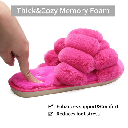 Sissy Open Toe Fluffy House Slippers -  Slides Slippers Pink