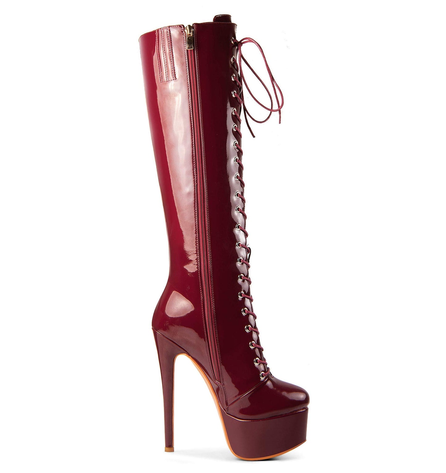 ANN CREEK 'Niwen' High Fashion Ultra High Stiletto Heels Platform Lace Up Boots Wine 9.5