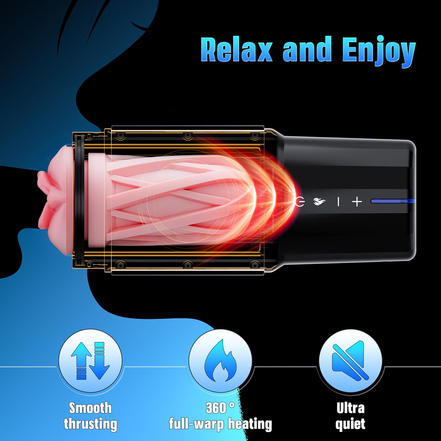 EINSEO Male Masturbator Sex Toys for Men - Thrusting Male Stroker with 360° Heating, 5-Speed Smooth Motion Blowjob Adult Men's Sex Toy, Silent Brushless Motor, Pocket Pussy Realistic Sleeve Penis Pump
