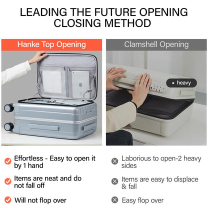 Hanke 26 Inch Large Checked Luggage PC Hard Shell Luggage Top Opening Travel Luggage Suitcases with Wheels for Woman Men.(Grey)