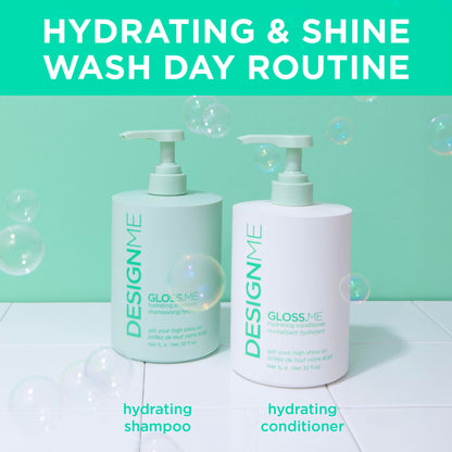 GLOSS.ME Hydrating Shampoo by DESIGNME | Hemp & Argan Oil Shampoo Adds Softness & Shine | Straight, Wavy, or Curly Hair | Color-Safe Moisturizing for Dry Hair (32 Fl Oz (Pack of 1))