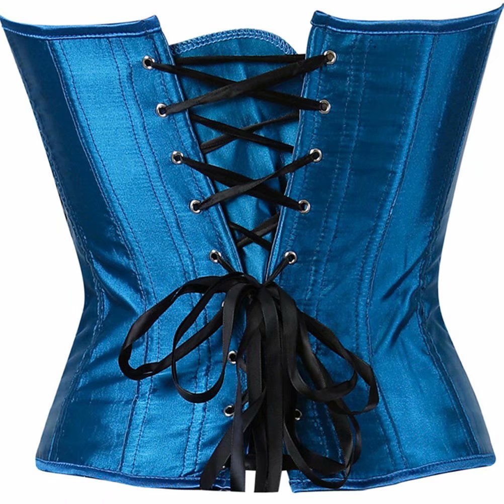 Jutrisujo Corset Top for Women Lingerie Bustier Plus Size Embroidery Peacock Feather Halloween Blue M