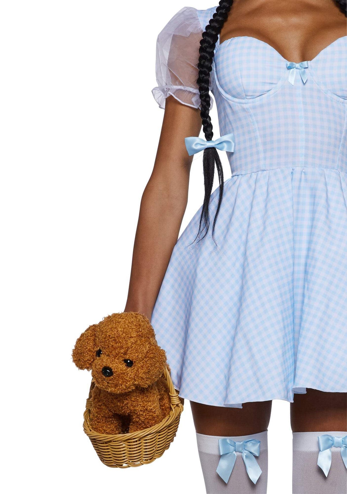 Dolls Kill Kansas Bound Costume Set by Trickz N’ Treatz – Women’s Gingham Mini Dress with Puff Sleeves & Flared Skirt, X-Large