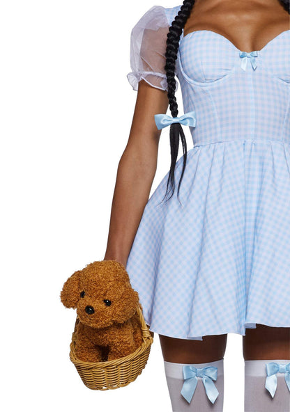 Dolls Kill Kansas Bound Costume Set by Trickz N’ Treatz – Women’s Gingham Mini Dress with Puff Sleeves & Flared Skirt, X-Large