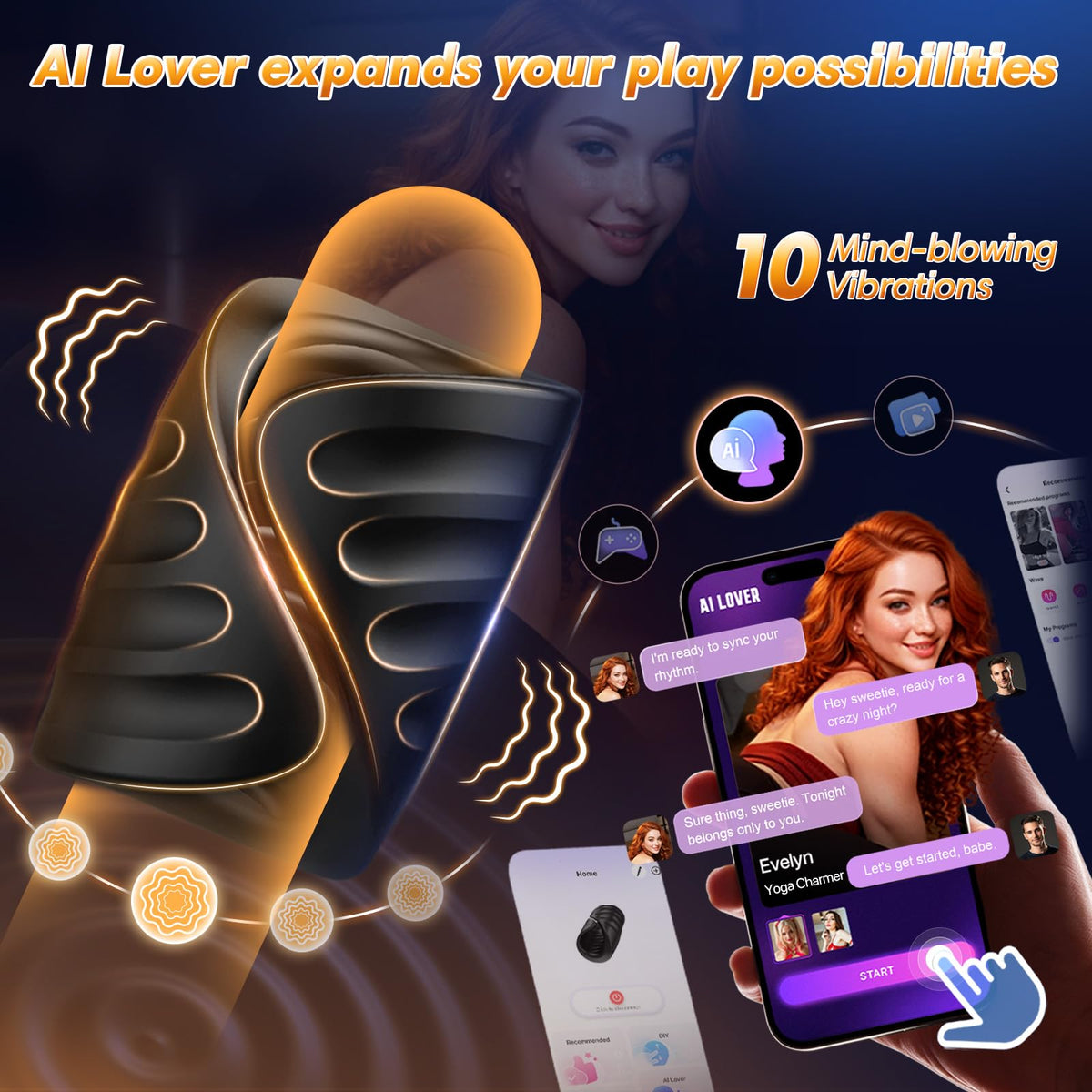 Male Sex Toys for Mens - Male Masturbator Penis Training Vibrator with APP Control, Vibrating Sex Toy Stroker Glans Trainer Stimulator, Mens Sex Machine Masturbators Adult Sex Toys Erotic Massage Gels