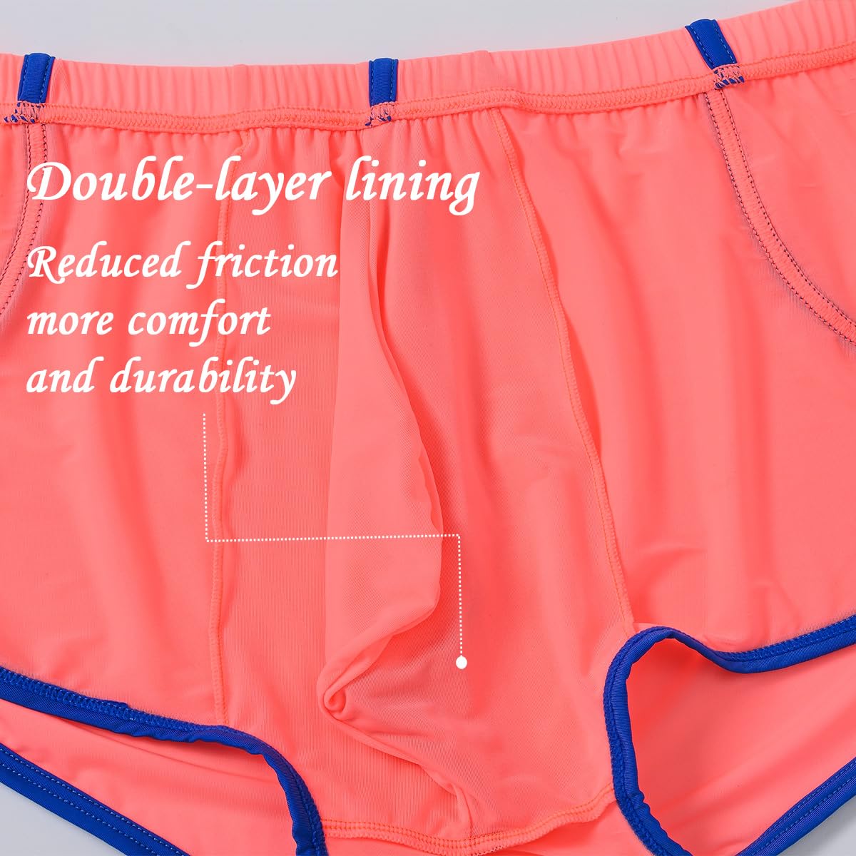 JINSHI Men’s Silk See Thru Boxer Briefs Sexy Mesh Lingeries High Split Bulge Pouch Boxers Shorts Mens Ultra Thin Underwear Orange XXL