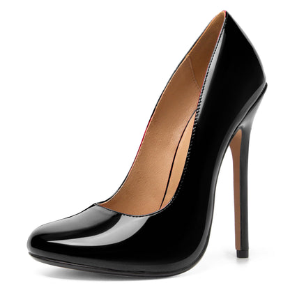 Unisex Men's Women's Round Toe High Heels Stiletto Pumps Dress Party Shoes （BLP13 Black 8.5）