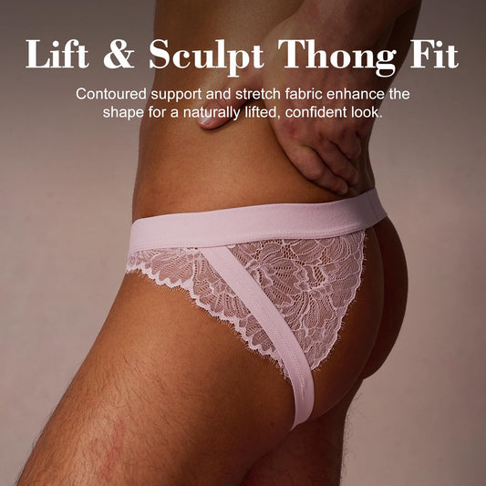 BSZN Men's Lace Side Jockstrap, Dawn Rose Pink