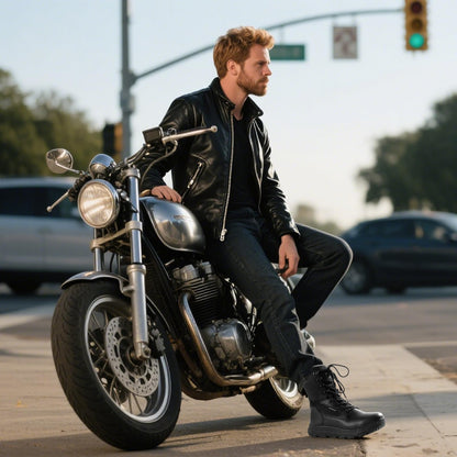 FREE SOLDIER Men's Tactical Boots 8 Inches Military Lightweight Durable Hiking Motorcycle Combat Boots(Bright Tan,10.5)