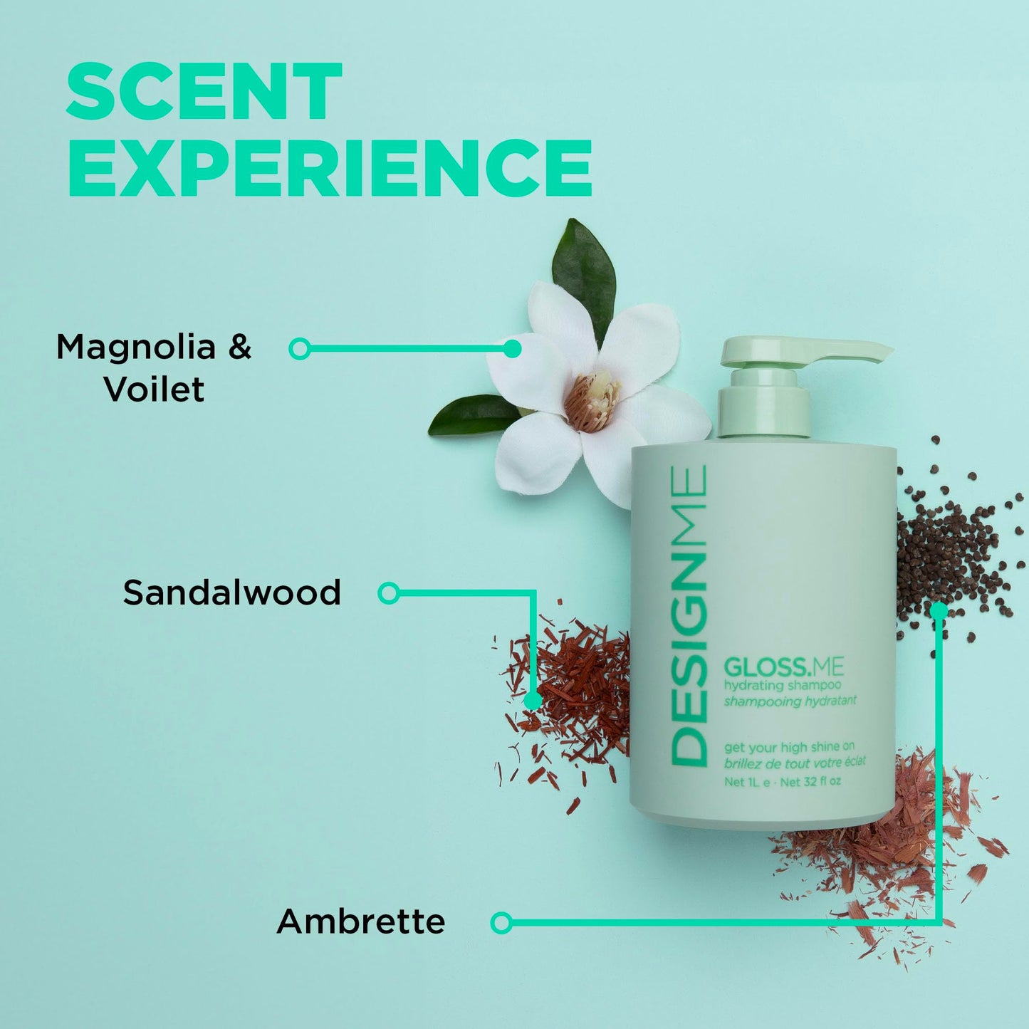 GLOSS.ME Hydrating Shampoo by DESIGNME | Hemp & Argan Oil Shampoo Adds Softness & Shine | Straight, Wavy, or Curly Hair | Color-Safe Moisturizing for Dry Hair (32 Fl Oz (Pack of 1))