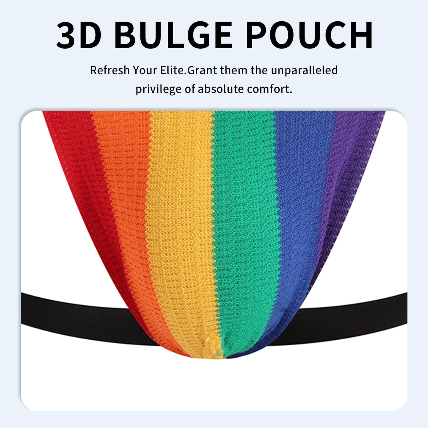 RunHero Cotton Mens Sexy Thong, Athletic Supporter Wide Band Breathable G-String Briefs Underwear for Sports or Bikini, Rainbow, L
