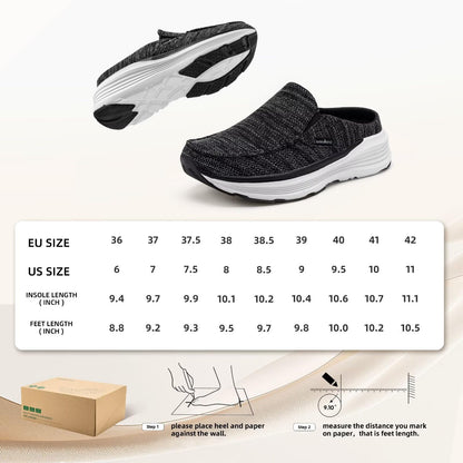 Women's Orthopedic Slip On Slippers Shoes: Comfortable Womens Slip-On for Flat Feet, Light-Weight Slippers for Plantar Fasciitis Relief, Cushioned Rubber Sole Loafers for Comfy Working Black Size 9