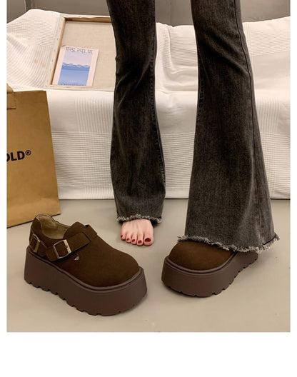 CTKVbmeoi Women's Chunky Platform Suede Clogs - Comfortable Elevated Sandals with Memory Foam for Casual Outfits & Everyday Wear (Brown,9)