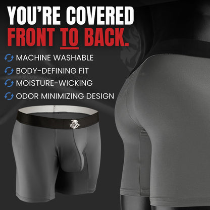 Real Men 7in Nylon Boxer Briefs B Pouch Xl 2pk Blk/Gry Breathable Mens Underwear With Bulge Pouch Enhancement Mens Tight Underwear Bulge