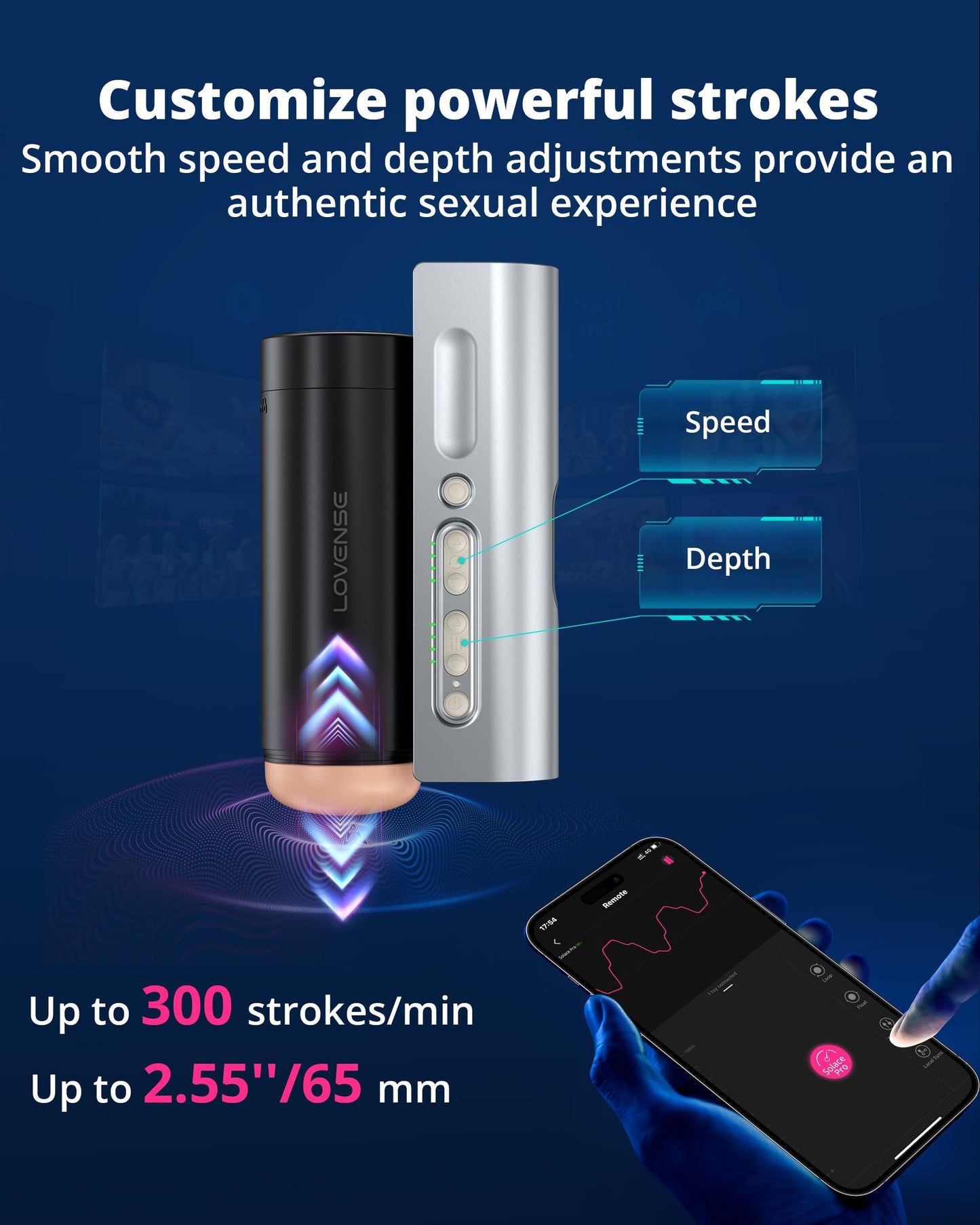LOVENSE Solace Pro Automatic Male Masturbators, App Remote Control Pocket Pussy Thrusting Blowjob Sex Toys - Machines & Devices for Men Pleasure Adjustable Male Stroker with Immersive AI/VR Experience