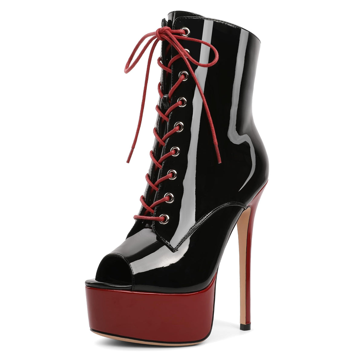 Lace up Platform Ankle Boots Zip up Stiletto Boot Two-Toned Size 9