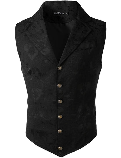 VATPAVE Mens Victorian Suit Vest Steampunk Gothic Waistcoat X-Large SU14 Black