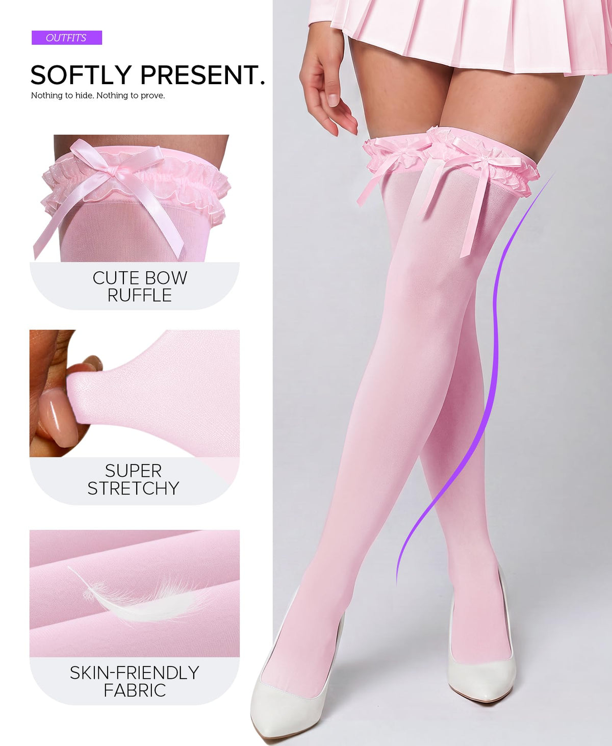 Sissy Thigh High Stockings - Pink